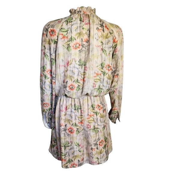 Joe Fresh Dress Womens Size S Small Green Orange Floral Long Sleeve Lightweight - Picture 4 of 7